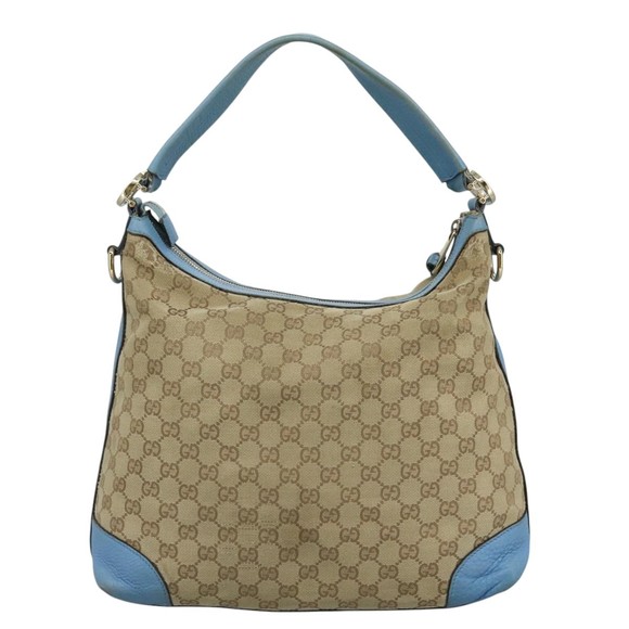 GUCCI GG Canvas Shoulder Bag 2way Navy Gold Light blue 326514 Auth 111050 - Picture 2 of 16